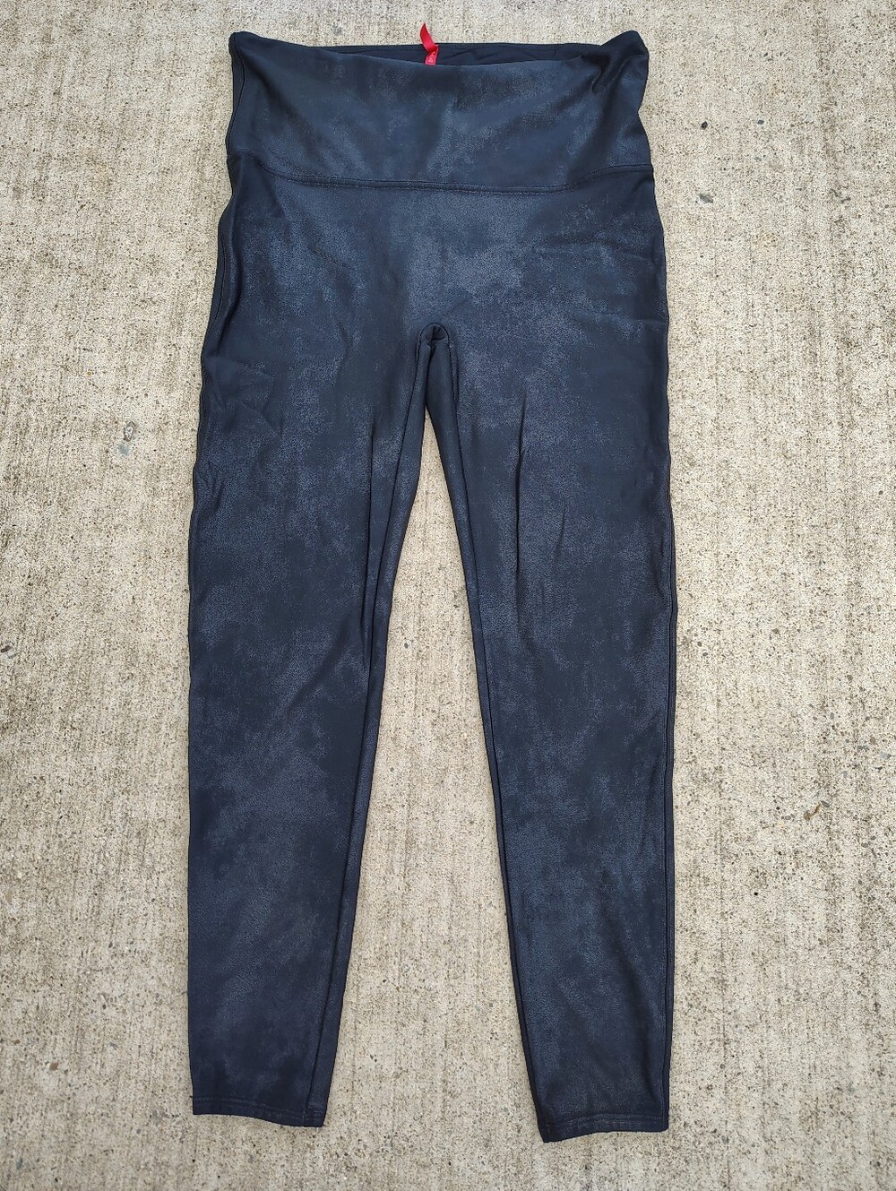 SPANX Black Faux Leather High Rise Ankle Leggings Stretch Elastic Waist 3X